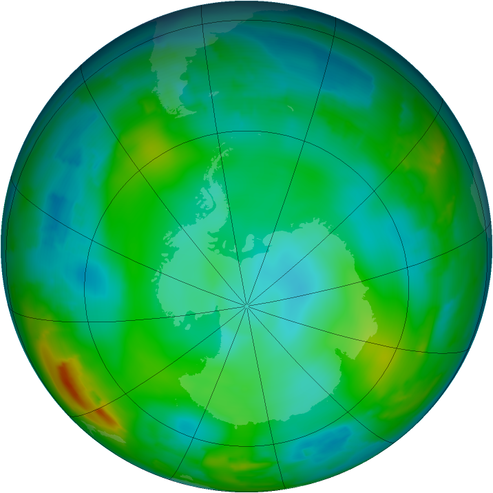 Antarctic ozone map for 28 June 2012